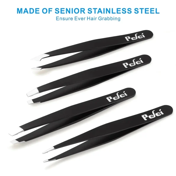 Professional Stainless Steel Eyebrow Tweezers Set