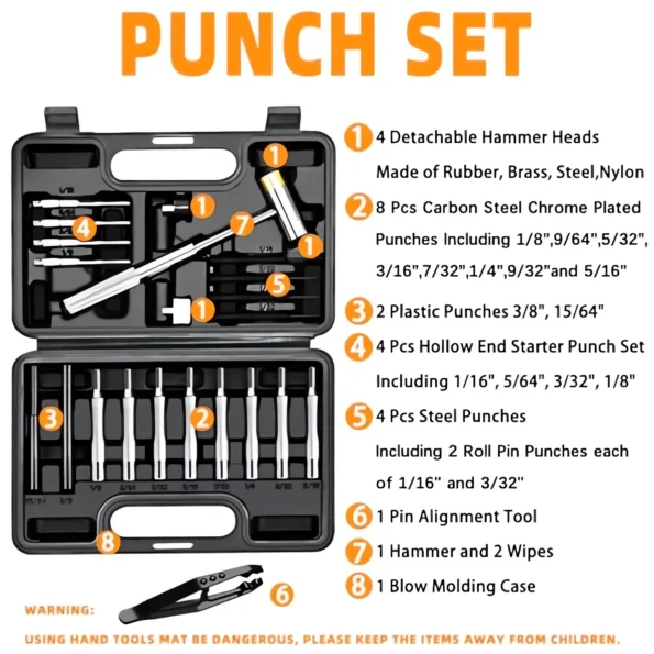 Punch set with bench block