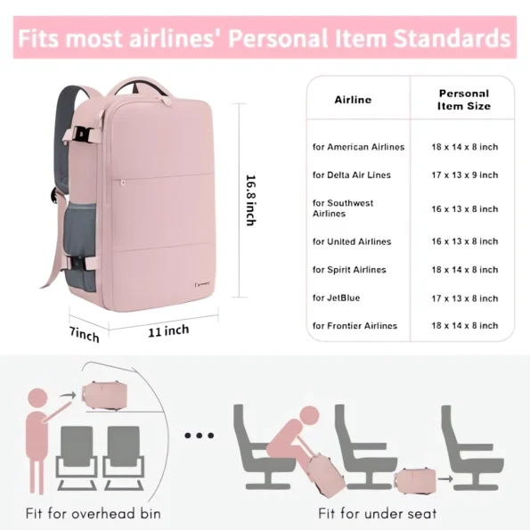 Travel backpack for women airline approved