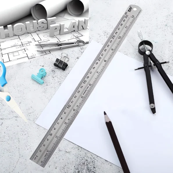 198-stainless steel ruler dual scale