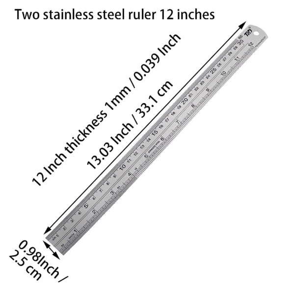 198-stainless steel ruler dual scale