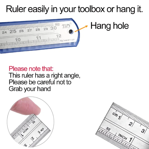 198-stainless steel ruler dual scale