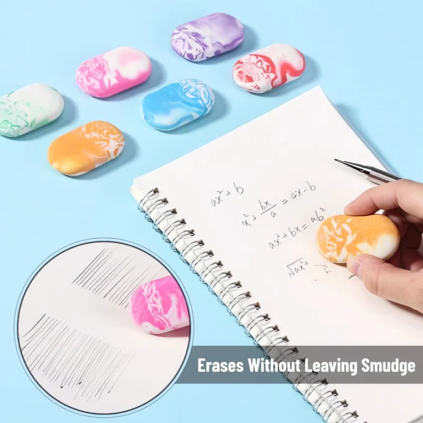 Marble Pencil Erasers for School and Office Use