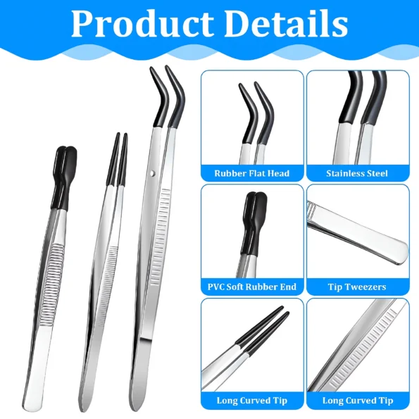 206-rubber tipped tweezers set