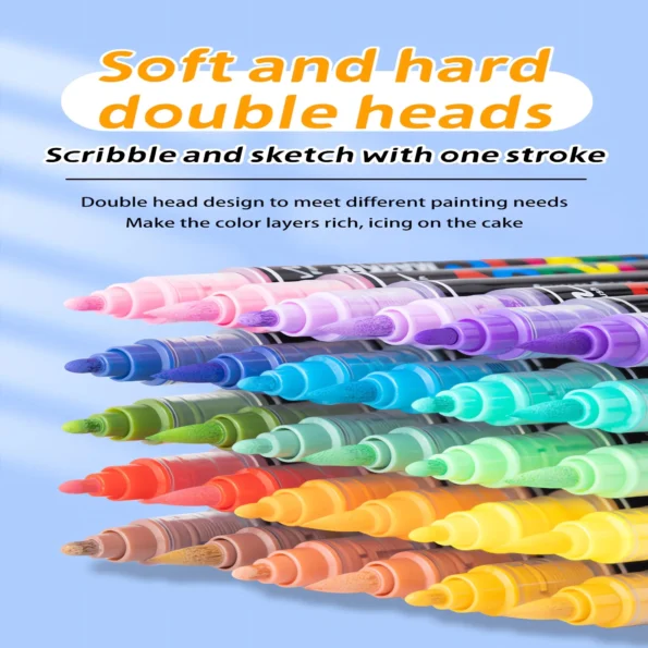 Double-headed direct-flow single-color acrylic pen set-12