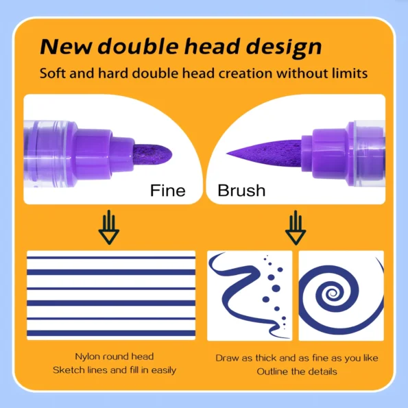 Double-headed direct-flow single-color acrylic pen set-13