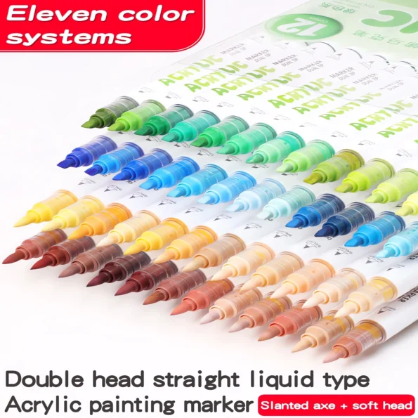 Double-headed direct-flow two-color acrylic pen, 11 color series-01