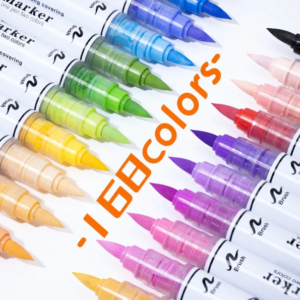 Double-headed direct-flow two-color acrylic pen set-02