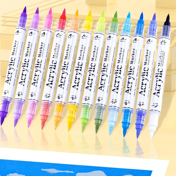 Double-headed direct-flow two-color acrylic pen set-06