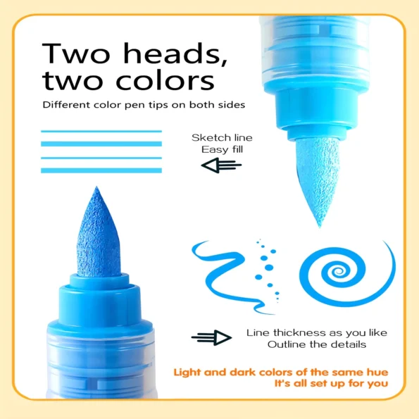 Double-headed direct-flow two-color acrylic pen set-20