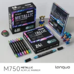 Double headed metal straight liquid acrylic marker pen cross-border-04