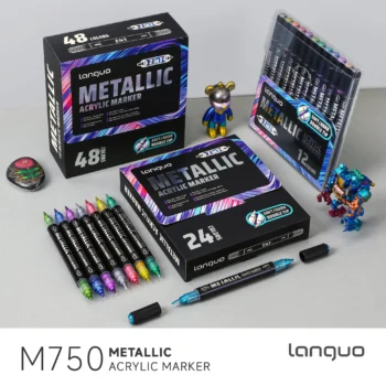 Double headed metal straight liquid acrylic marker pen cross-border-04