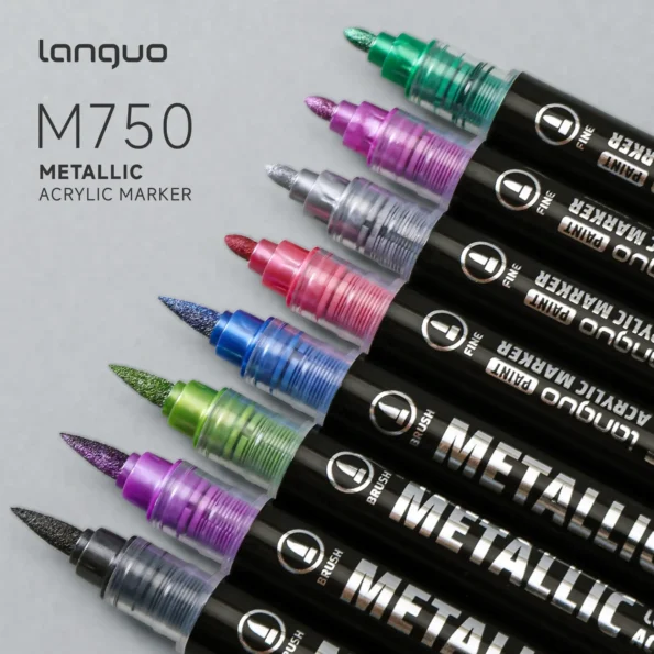 Double headed metal straight liquid acrylic marker pen cross-border-05