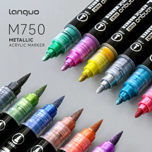 Double headed metal straight liquid acrylic marker pen cross-border-08
