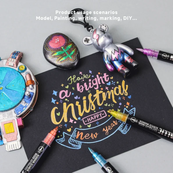 Double headed metal straight liquid acrylic marker pen cross-border-10
