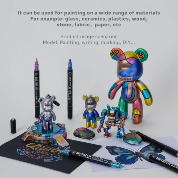 Double headed metal straight liquid acrylic marker pen cross-border-11